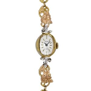 Croton 10K Solid Gold Grape Vines Ladies Swiss Vintage 1960 Wrist Watch 15mm